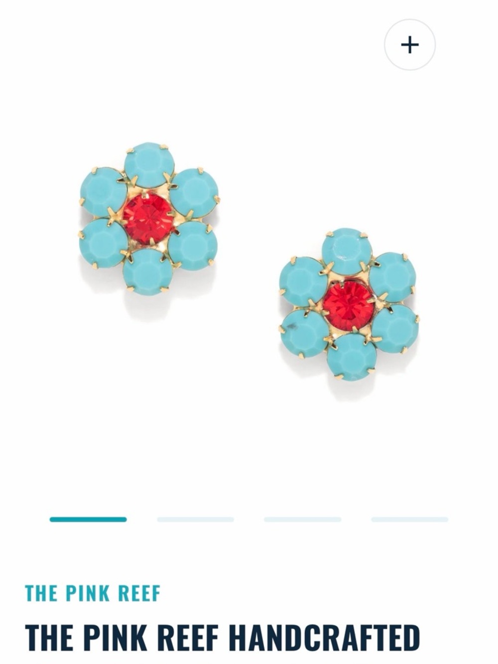 Turquoise & Red Floral Stud Earrings